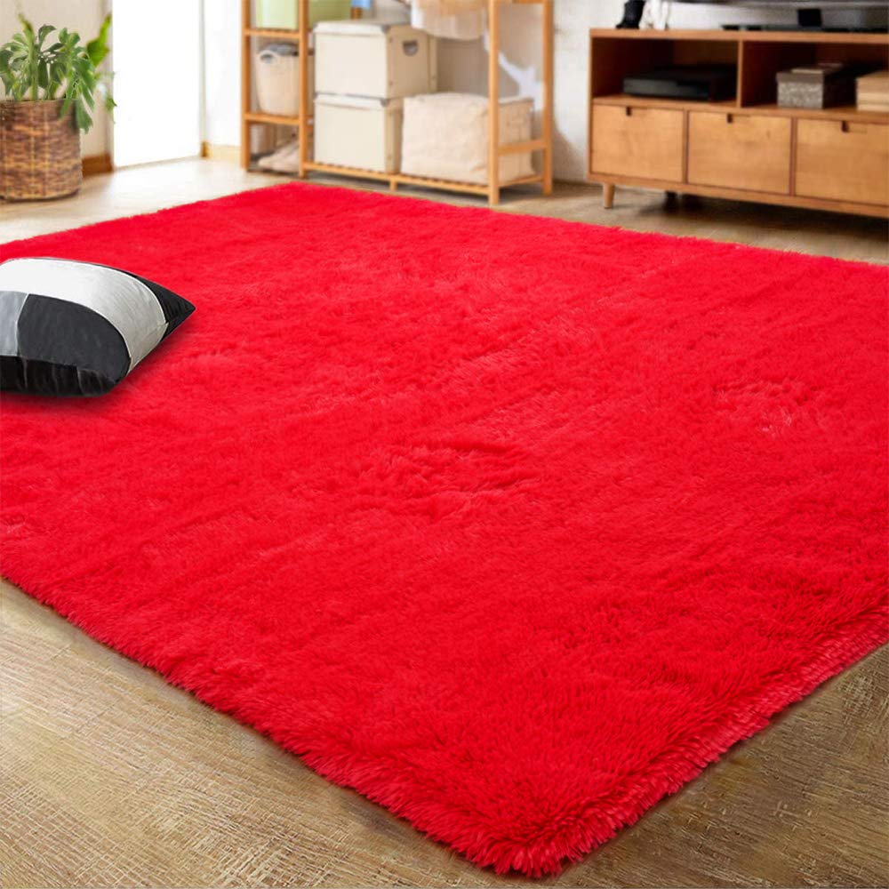 LOCHAS 4x6 Area Rugs Fluffy Living Room Carpets for Kids Bedroom, White