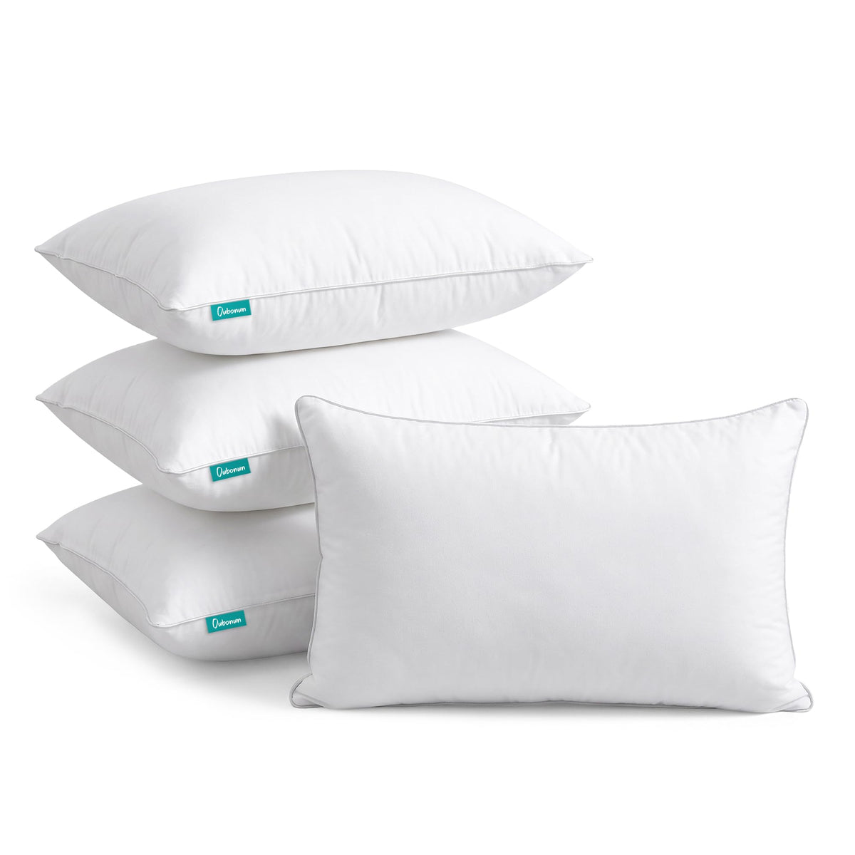 Oubonun 18"x18" Pillow Inserts (Set of 2) - Throw Pillow Inserts with 100% Cotton Cover - 18 Inch Square Interior Sofa Pillow Inserts - Decorative Pillow Insert Pair - White Couch Pillow