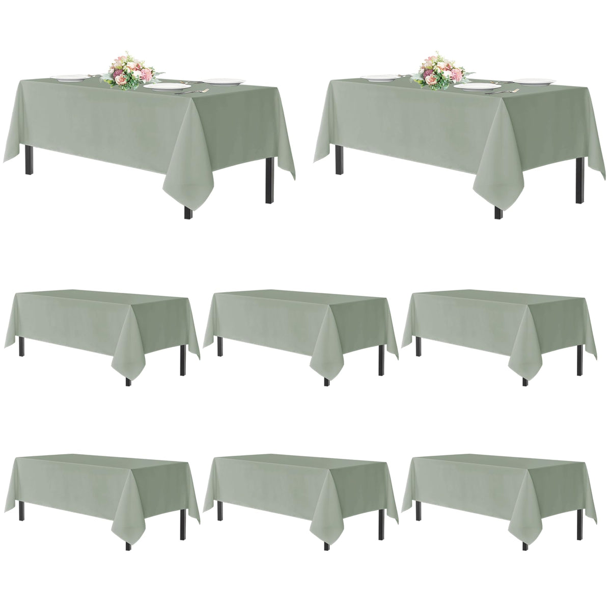 sancua 2 Pack White Table Cloth 60x102 Inch for 6 Feet Rectangle Tables