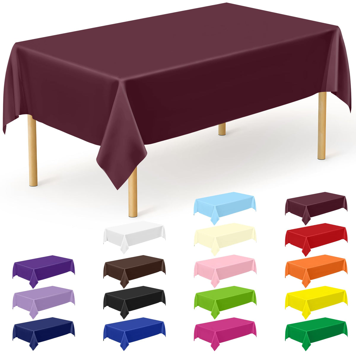 QZYL 4 Packs White Plastic Tablecloth, Large Sturdy Disposable Table Cloth