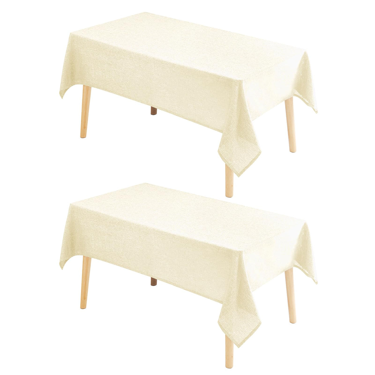 Hiasan Beige Faux Linen Rectangle Tablecloth 54 x 80 Inch for Dining Room