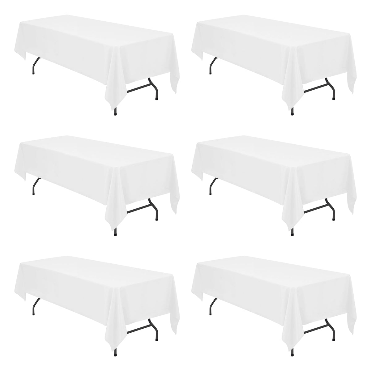 BRILLMAX 6 Pack Ivory Tablecloths 90x132 Inch for 6ft Rectangle Tables
