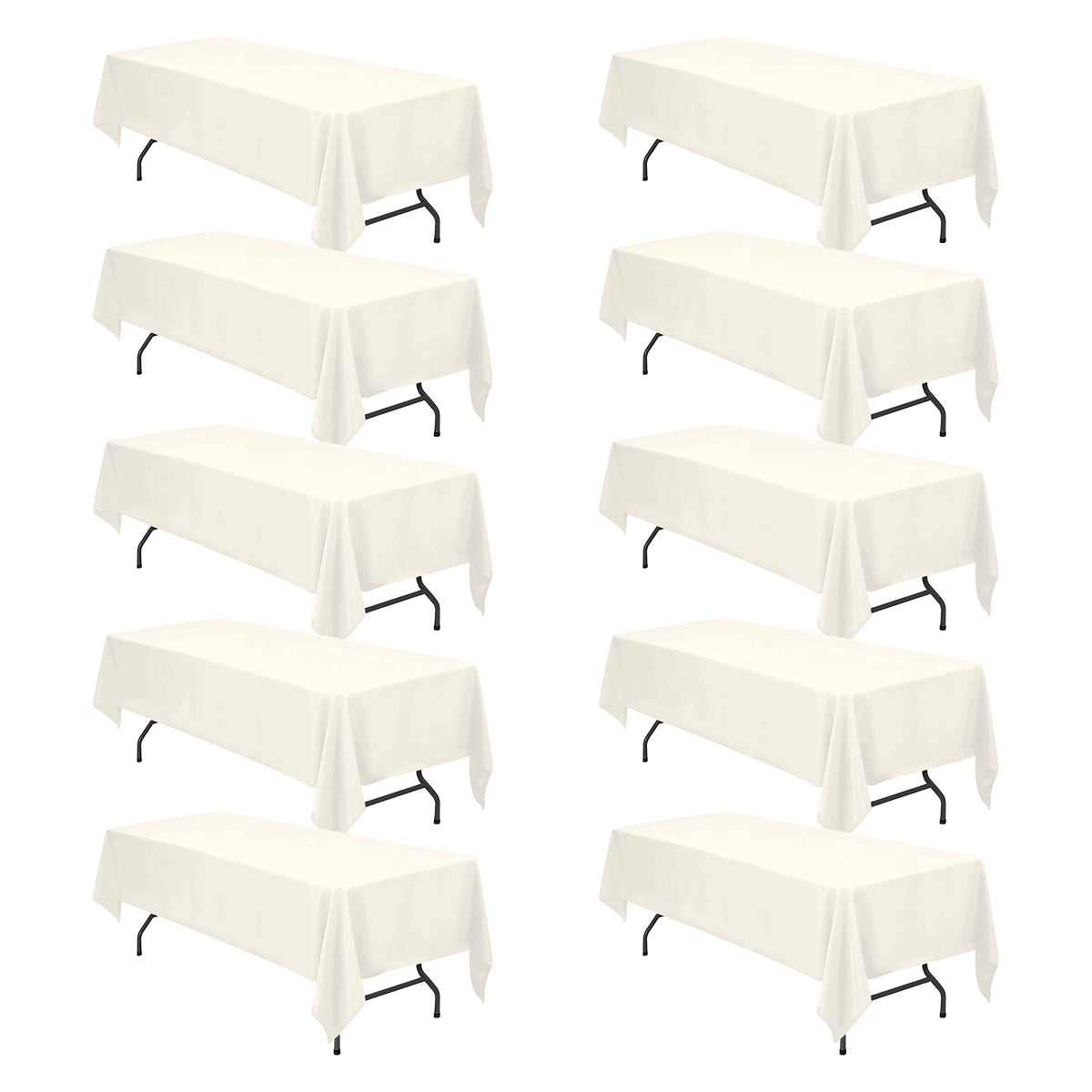 BRILLMAX 6 Pack Ivory Tablecloths 90x132 Inch for 6ft Rectangle Tables