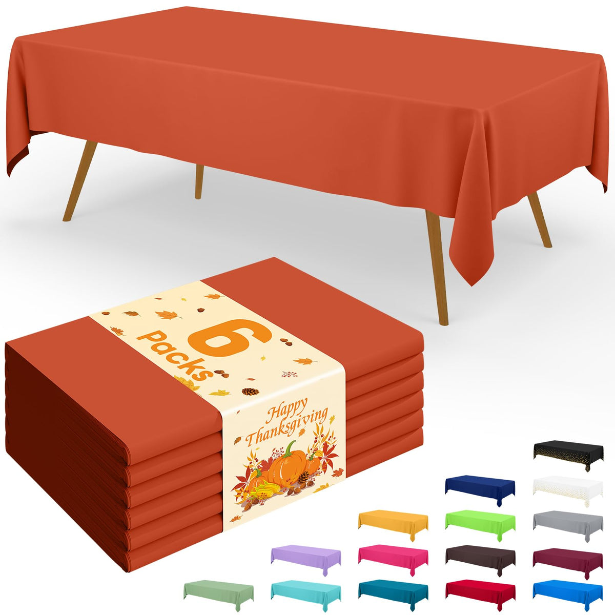 Smiry Disposable Table Cloth - 6 Pack, 54 x 108 Inch Waterproof Rectangle Tablecloths for Parties, Decorative Plastic Table Cover, Leakproof & Sturdy, White