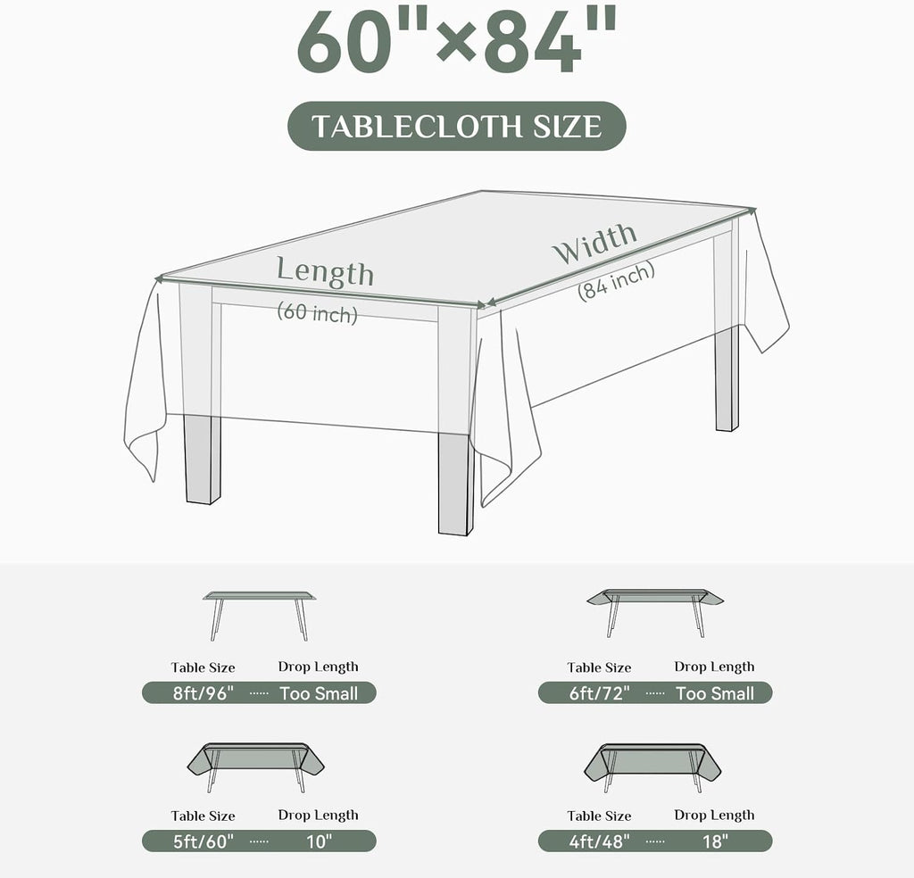 Softalker Rectangle Tablecloth, Waterproof Table Cloths Wrinkle Free Fabric Washable Polyester Table Cover for Dining Party Outdoor Camping Wedding - 60 x 84 inch, Black