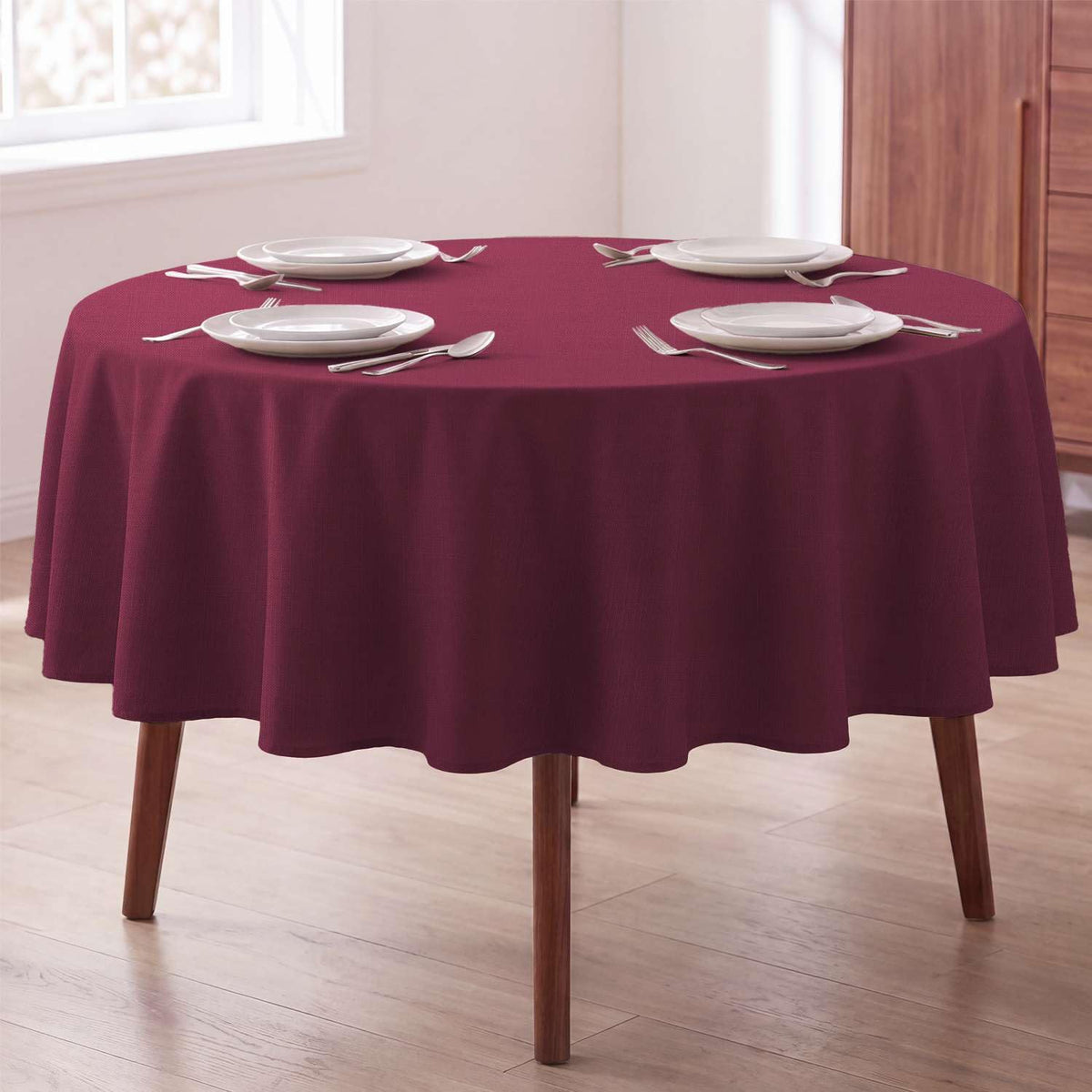 H.VERSAILTEX Linen Textured Table Cloths 60 x 120 Inch Premium Solid Tablecloth Spill-Proof Waterproof Table Cover for Dining Buffet Feature Extra Soft and Thick Fabric Wrinkle Free, Taupe