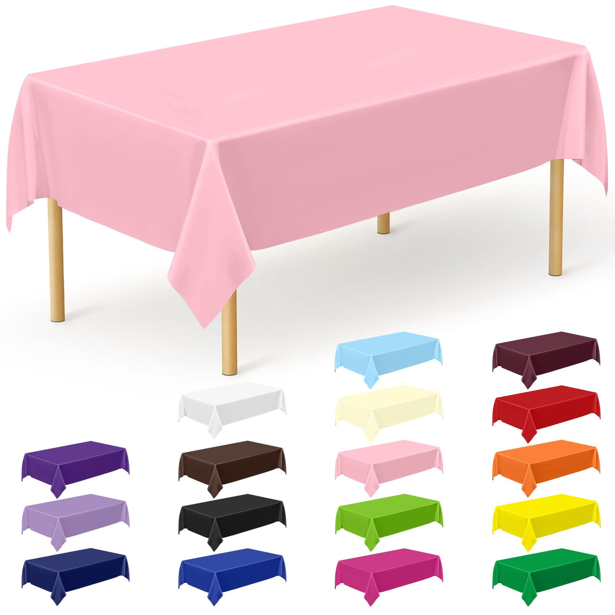 QZYL 4 Packs White Plastic Tablecloth, Large Sturdy Disposable Table Cloth