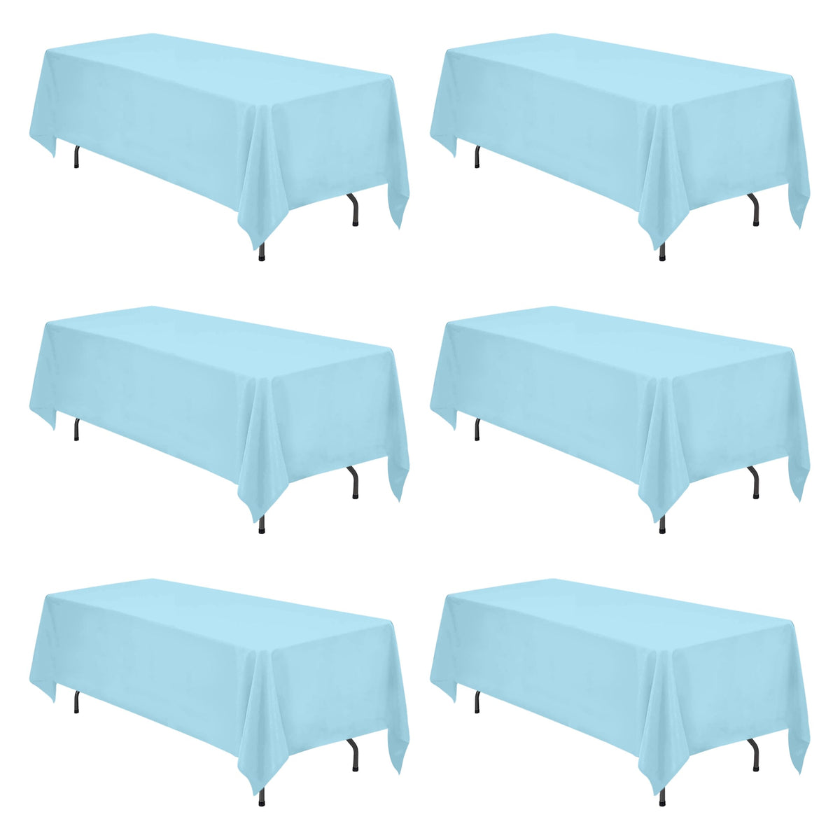 BRILLMAX 6 Pack Ivory Tablecloths 90x132 Inch for 6ft Rectangle Tables