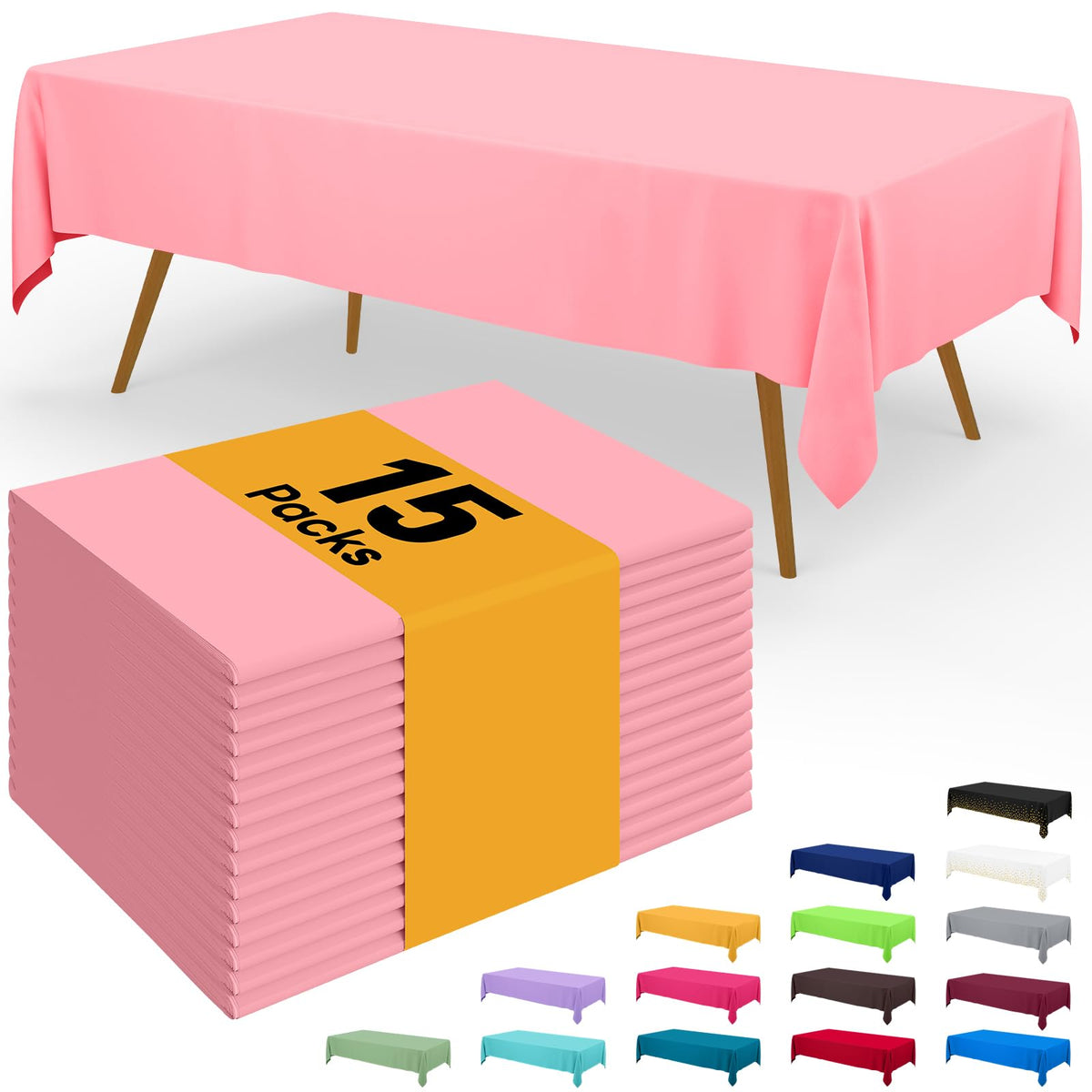 Smiry Disposable Table Cloth - 6 Pack, 54 x 108 Inch Waterproof Rectangle Tablecloths for Parties, Decorative Plastic Table Cover, Leakproof & Sturdy, White