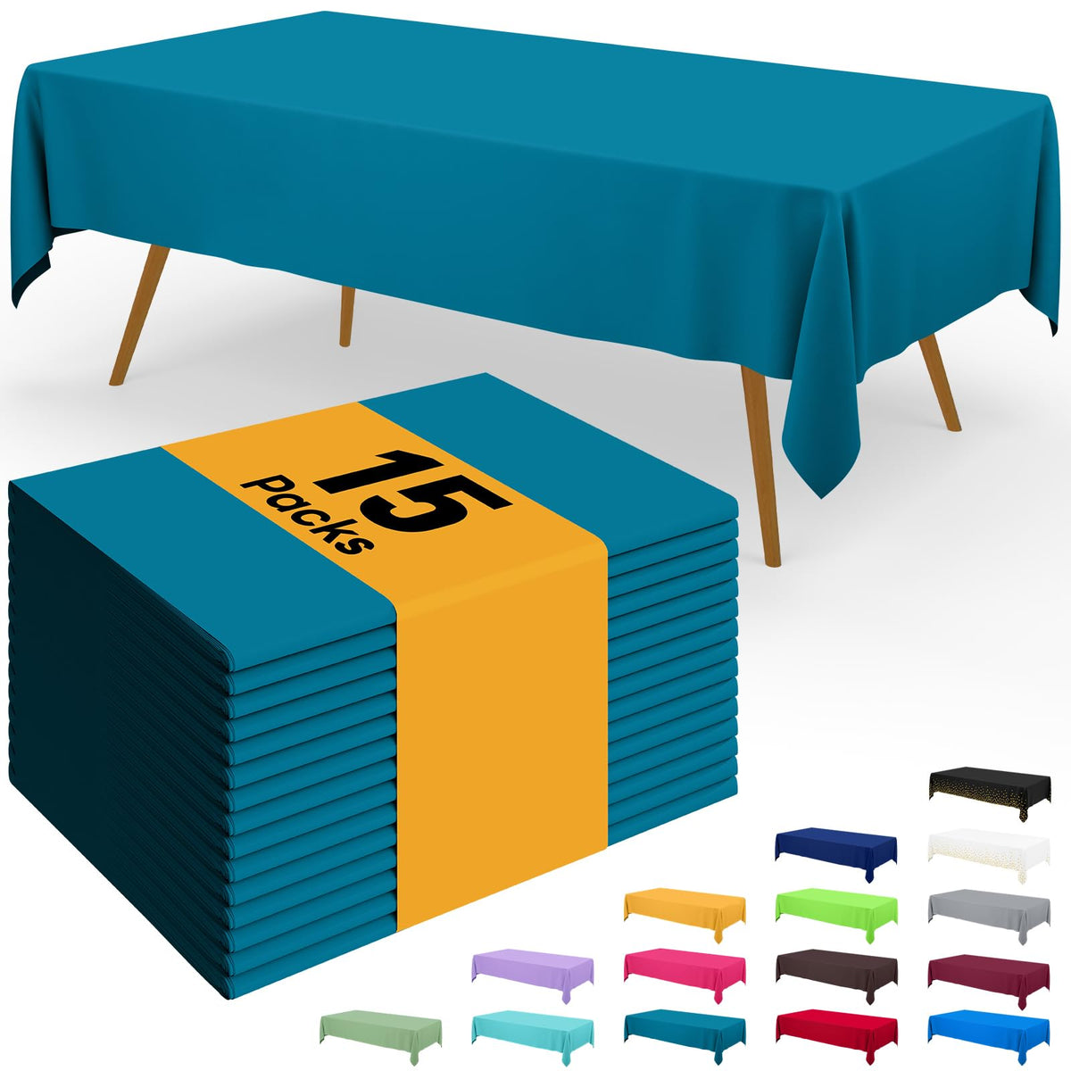 Smiry Disposable Table Cloth - 6 Pack, 54 x 108 Inch Waterproof Rectangle Tablecloths for Parties, Decorative Plastic Table Cover, Leakproof & Sturdy, White