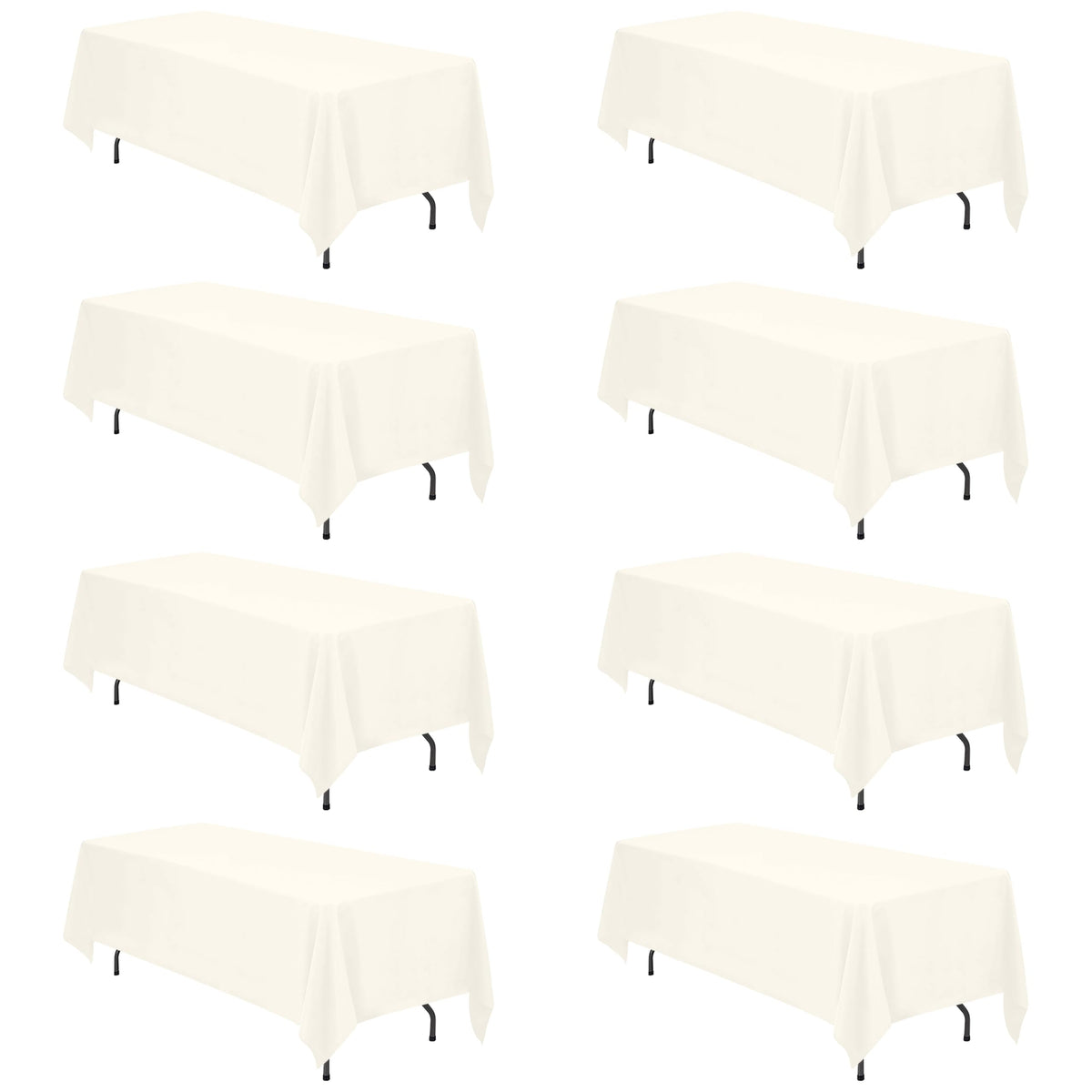 BRILLMAX 6 Pack Ivory Tablecloths 90x132 Inch for 6ft Rectangle Tables