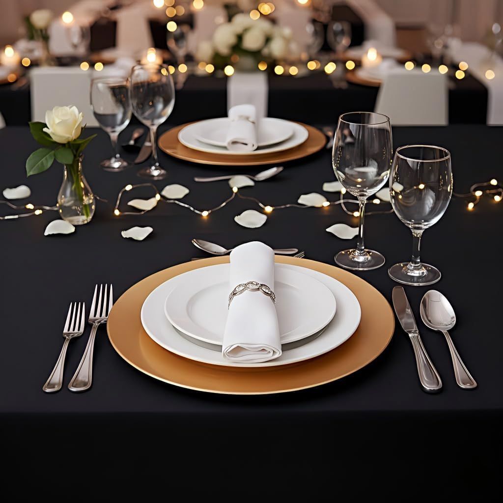 Surmente 90x132 Inch Black Tablecloth for 6-8 Foot Rectangle Tables