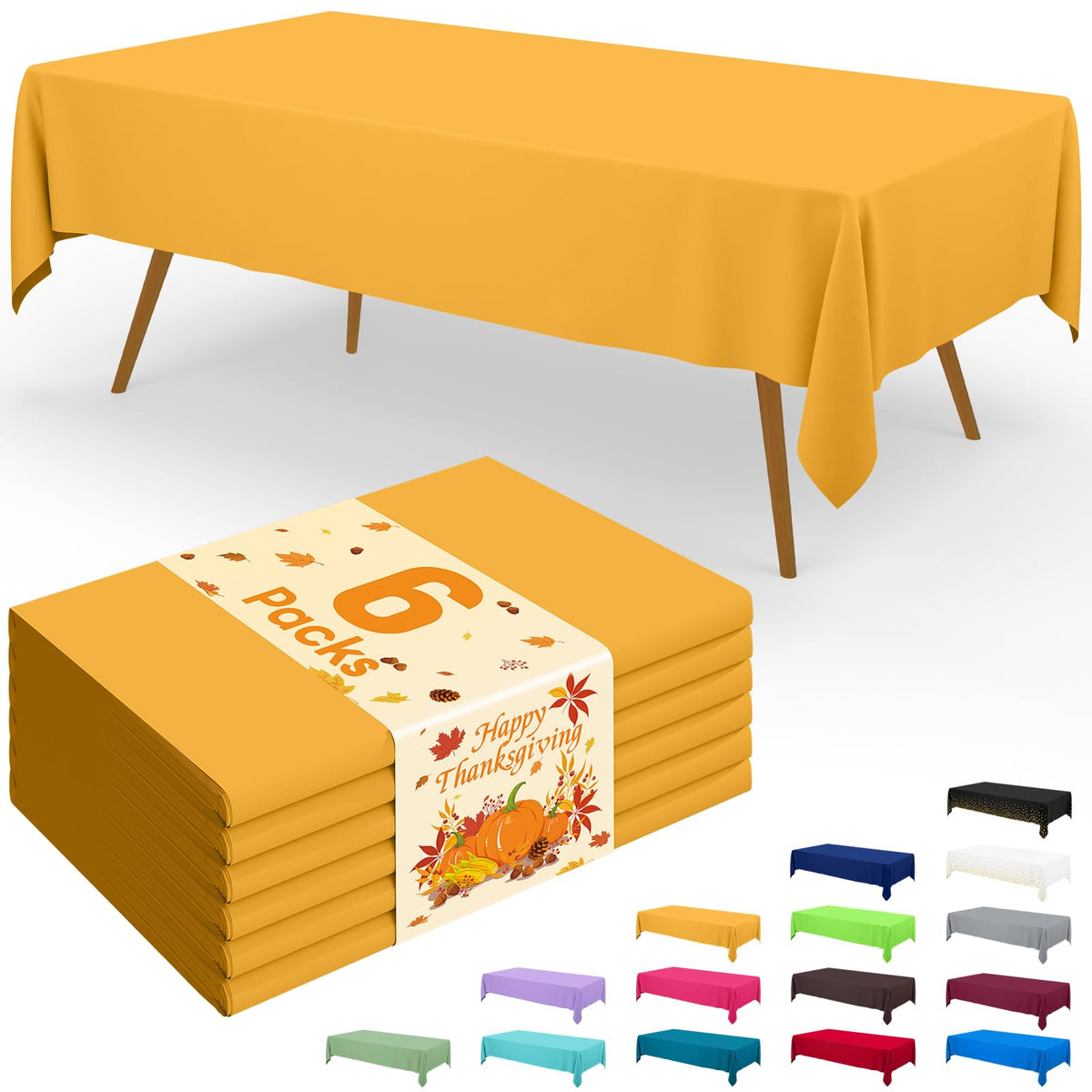Smiry Disposable Table Cloth - 6 Pack, 54 x 108 Inch Waterproof Rectangle Tablecloths for Parties, Decorative Plastic Table Cover, Leakproof & Sturdy, White