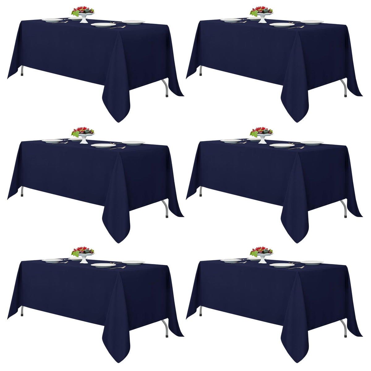 Fitable 6 Pack White Table Cloths 70x120 Inch for 6-8 Ft Rectangle Tables