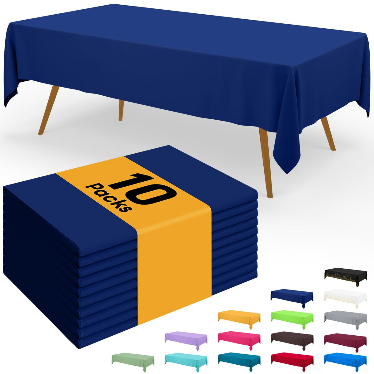 Smiry Disposable Table Cloth - 6 Pack, 54 x 108 Inch Waterproof Rectangle Tablecloths for Parties, Decorative Plastic Table Cover, Leakproof & Sturdy, White