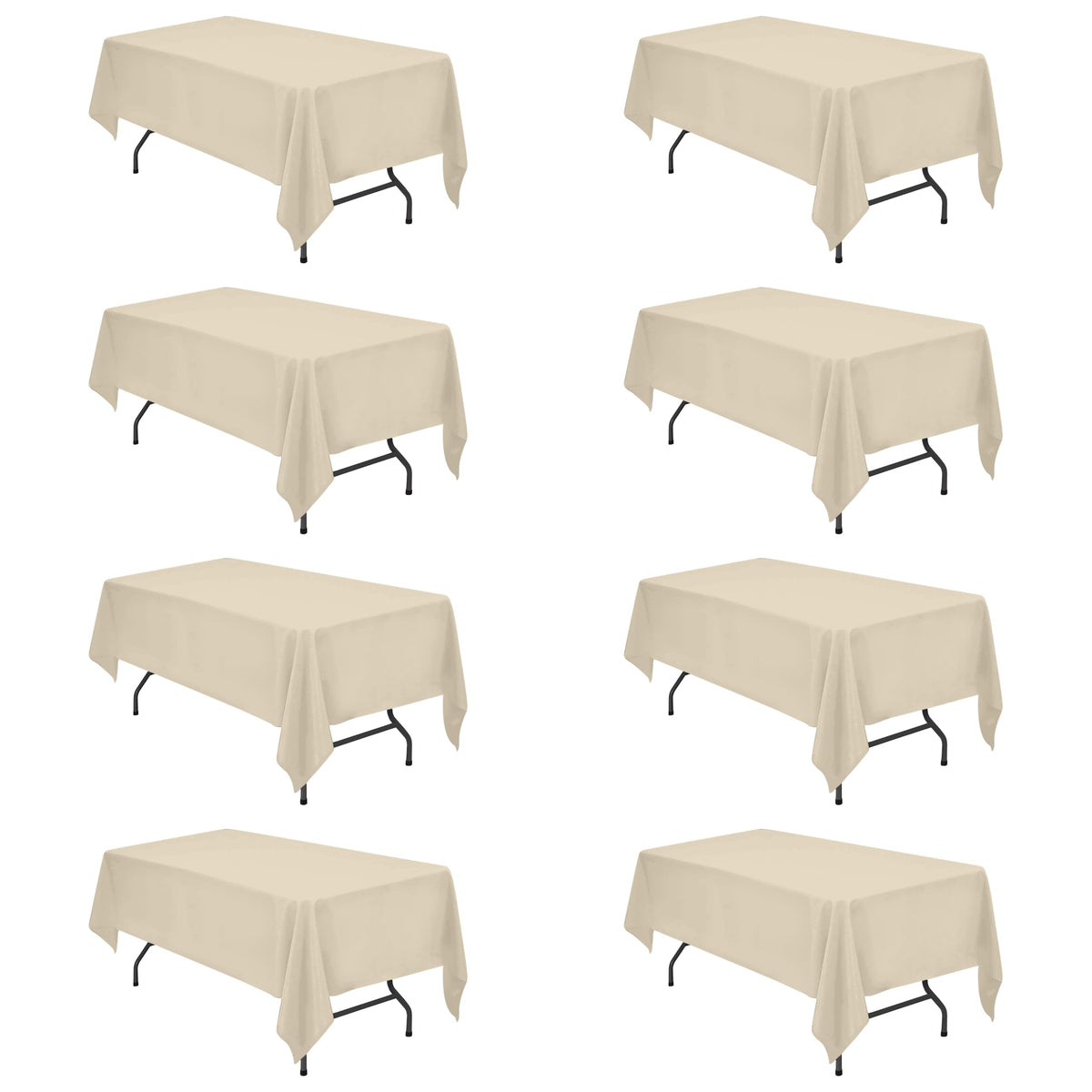 BRILLMAX 6 Pack Ivory Tablecloths 90x132 Inch for 6ft Rectangle Tables