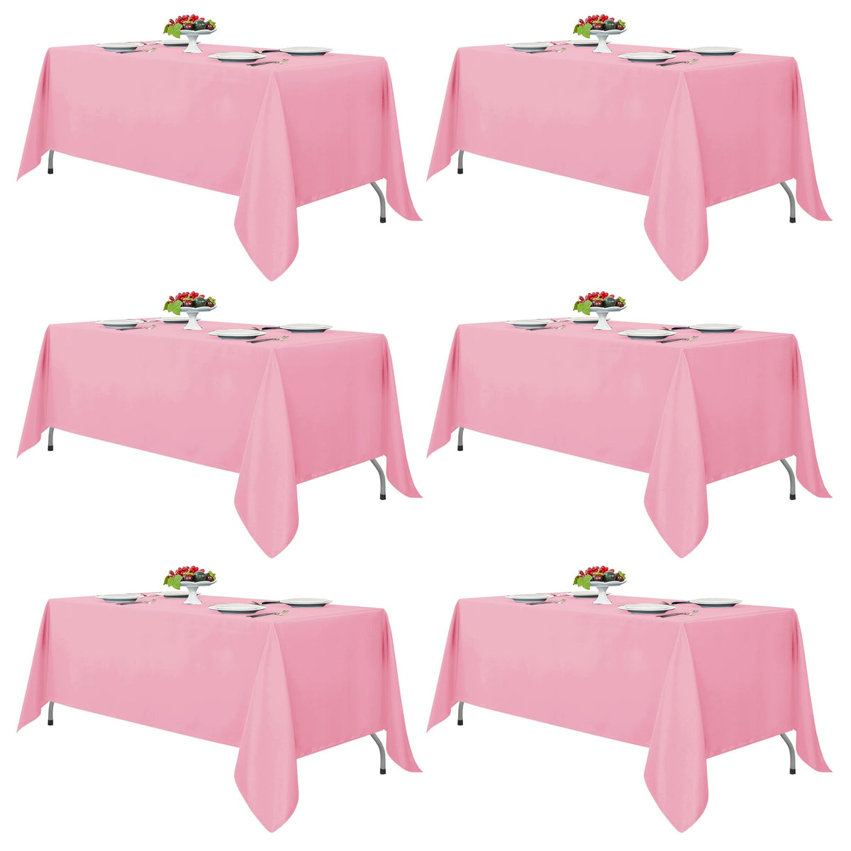 Fitable 6 Pack White Table Cloths 70x120 Inch for 6-8 Ft Rectangle Tables