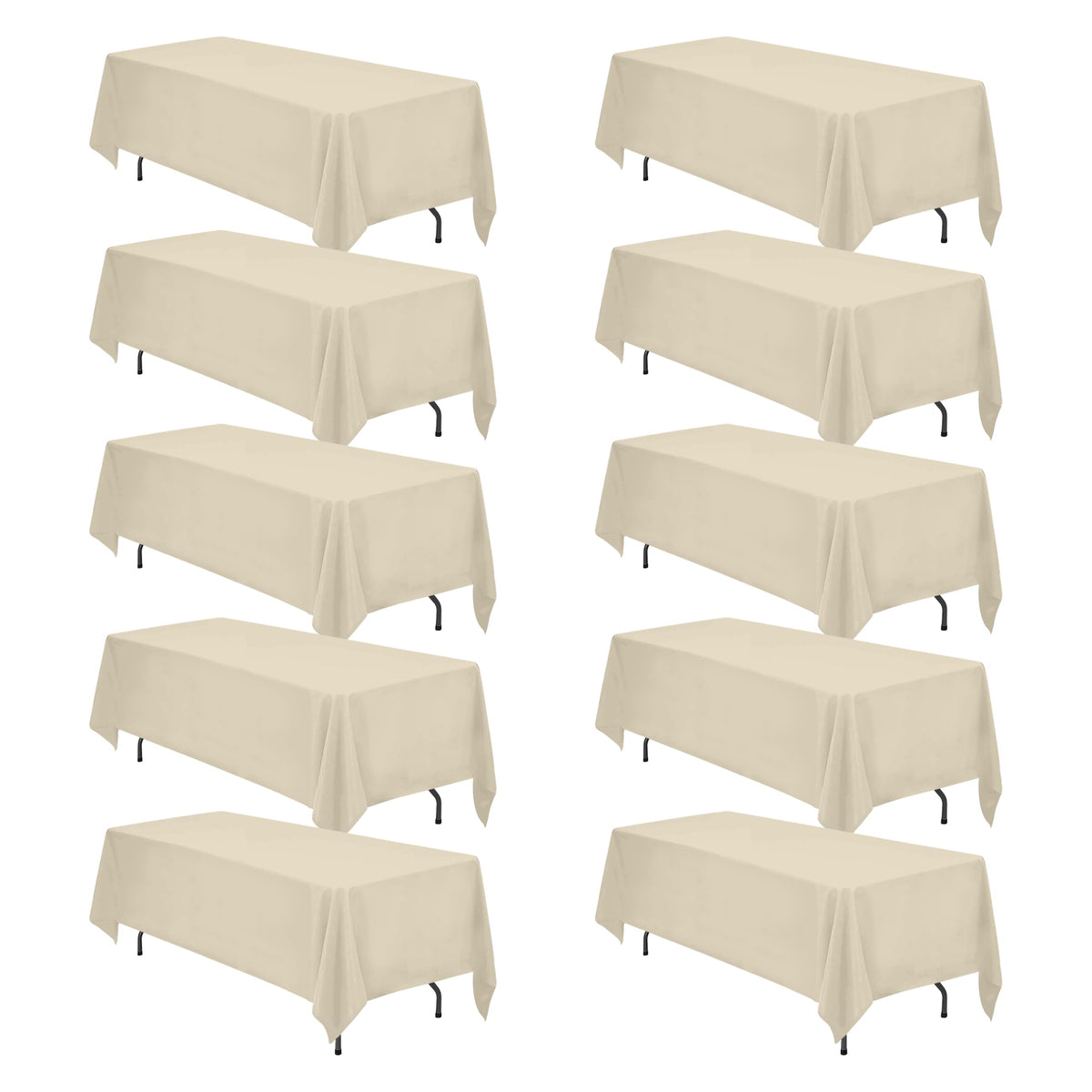 BRILLMAX 6 Pack Ivory Tablecloths 90x132 Inch for 6ft Rectangle Tables