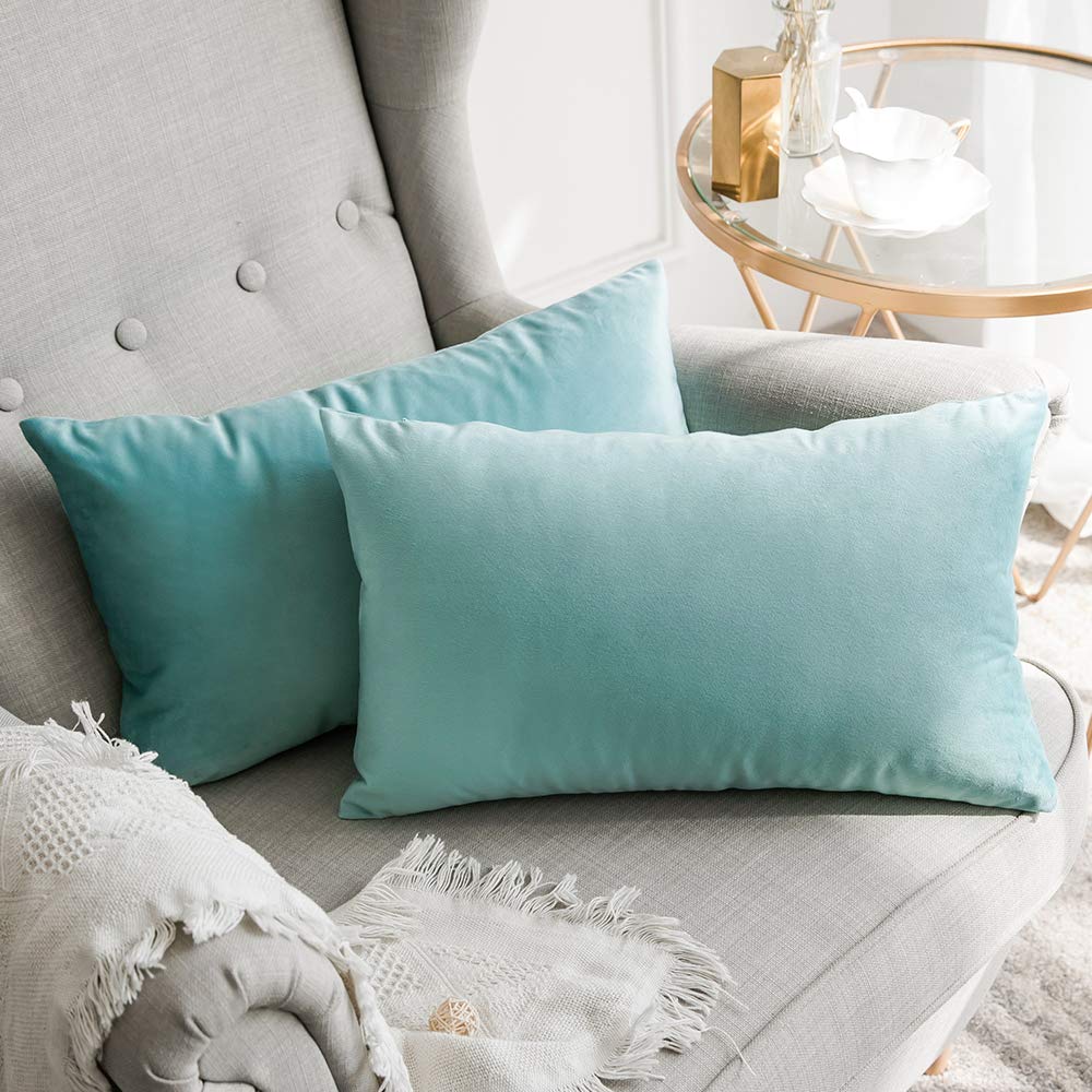 MIULEE Velvet Throw Pillow Covers 18x18 Inch Pack of 2 Dark Blue