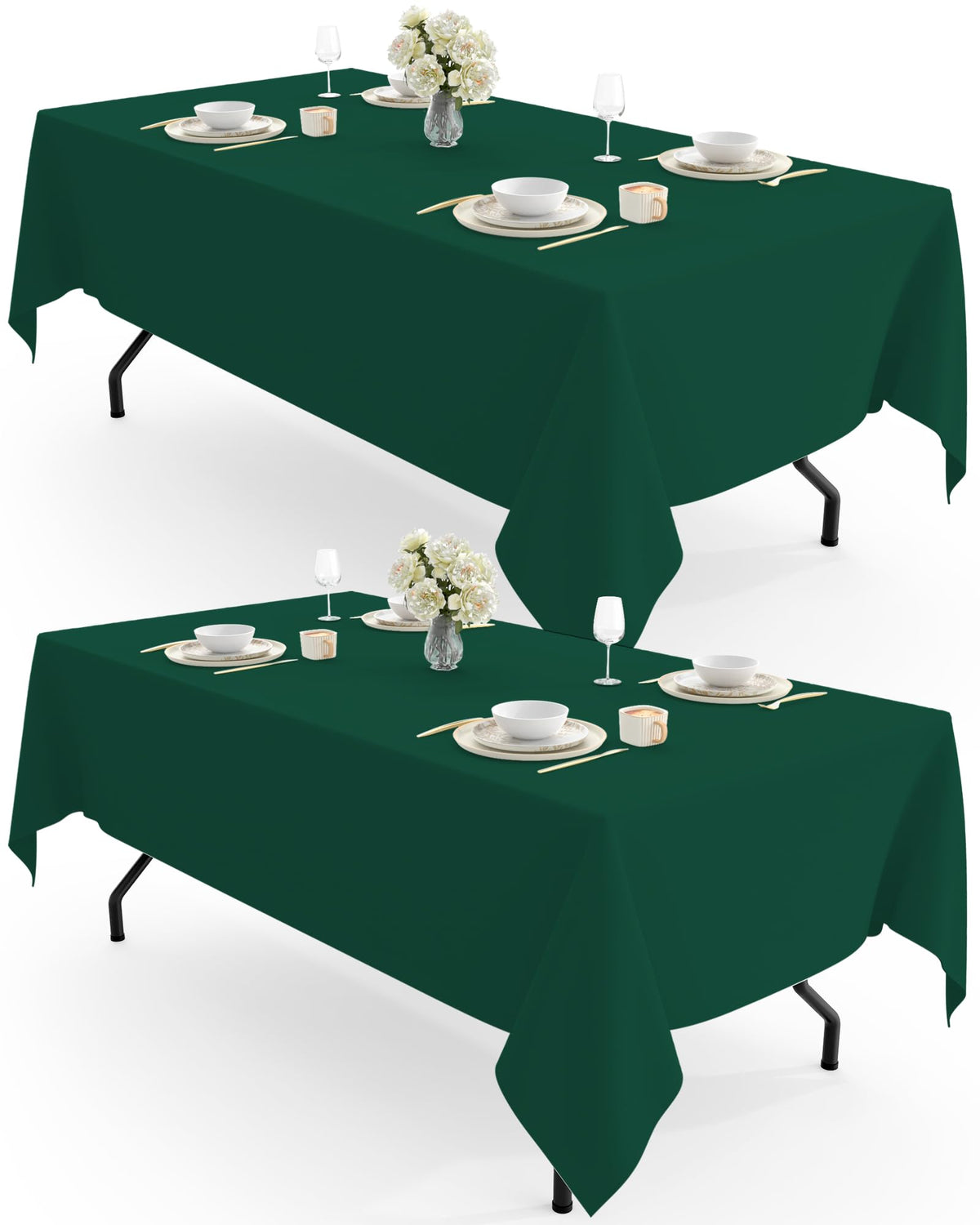 Pureegg Polyester Tablecloth 60" x 102" Reusable Washable 2 Pack White
