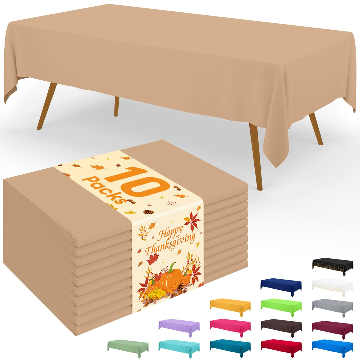 Smiry Disposable Table Cloth - 6 Pack, 54 x 108 Inch Waterproof Rectangle Tablecloths for Parties, Decorative Plastic Table Cover, Leakproof & Sturdy, White