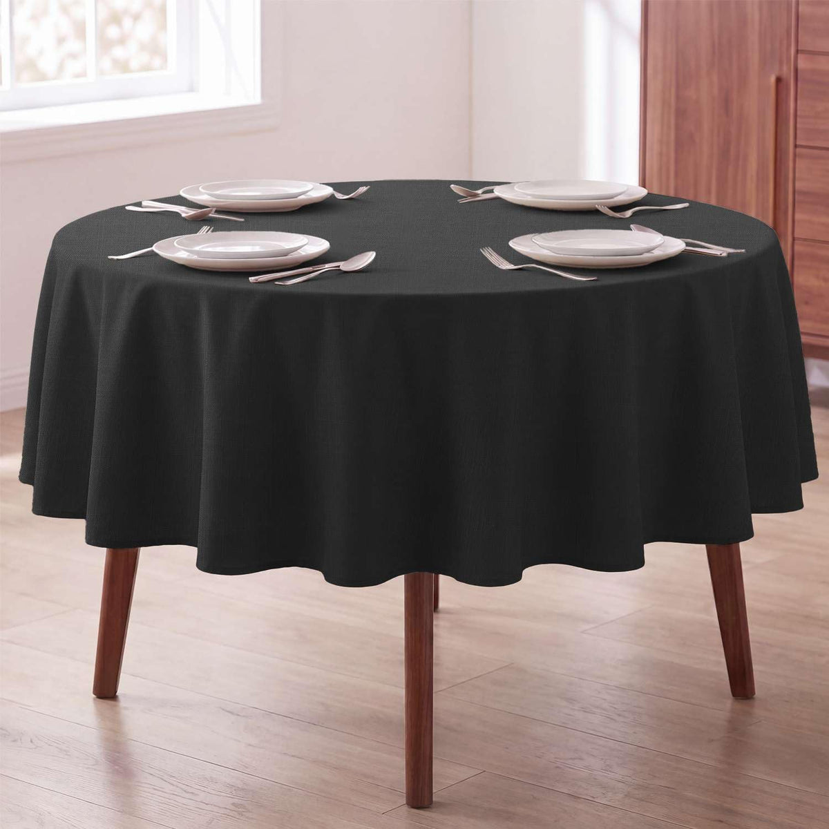 H.VERSAILTEX Linen Textured Table Cloths 60 x 120 Inch Premium Solid Tablecloth Spill-Proof Waterproof Table Cover for Dining Buffet Feature Extra Soft and Thick Fabric Wrinkle Free, Taupe