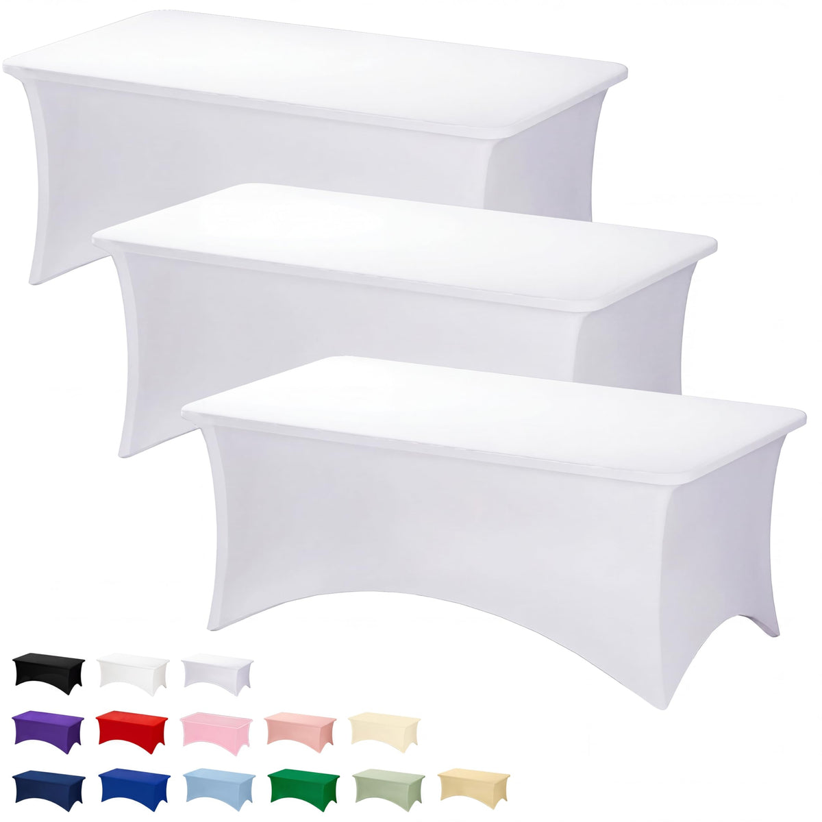 Fixwal 2 Pack 6FT Black Tablecloth Rectangle Spandex Fitted Table Cover