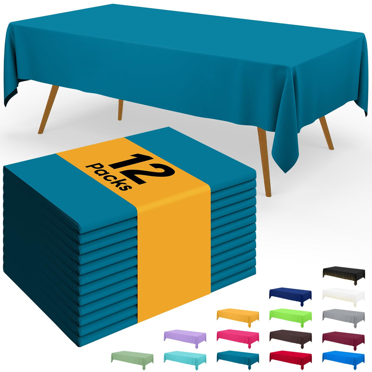 Smiry Disposable Table Cloth - 6 Pack, 54 x 108 Inch Waterproof Rectangle Tablecloths for Parties, Decorative Plastic Table Cover, Leakproof & Sturdy, White