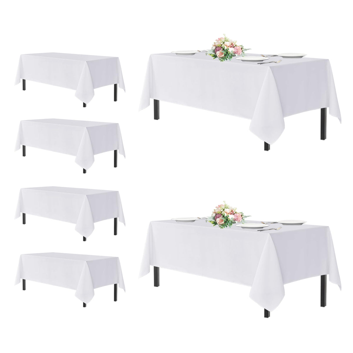 sancua 2 Pack White Table Cloth 60x102 Inch for 6 Feet Rectangle Tables