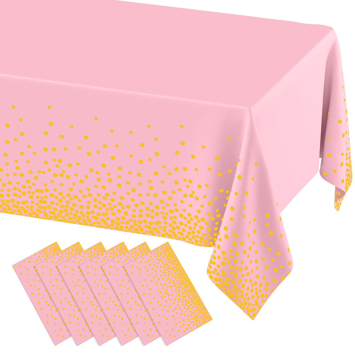 misaya 3 Packs Dot Disposable Table Cloth, 54 x 108 Inch Waterproof Plastic Tablecloth, Rectangle Gold Dots in White Table Covers for Picnic, Birthday, Party and Back to School