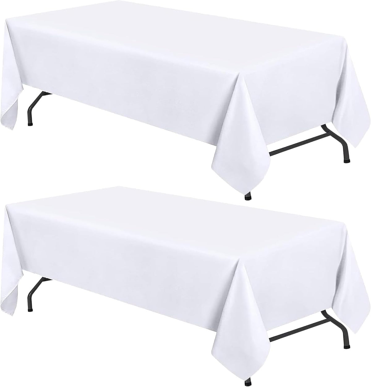 WEALUXE White Table Cloths for 6 Foot Rectangle Tables, 2-Pack, 60x102 inches, Water, Stain and Wrinkle Resistant, 200 GSM Washable Poly Fabric Tablecloths Rectangular, Elegant and Durable