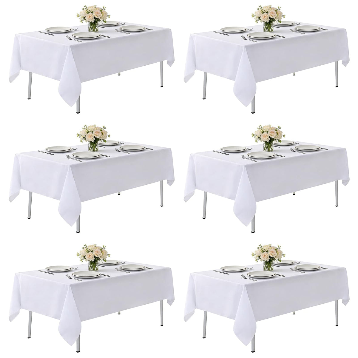 MRJ 70 Inch Round White Tablecloth Stain and Wrinkle Resistant Washable Polyester Table Cloth for Restaurant Hotel Wedding