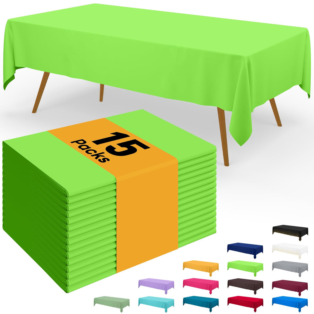 Smiry Disposable Table Cloth - 6 Pack, 54 x 108 Inch Waterproof Rectangle Tablecloths for Parties, Decorative Plastic Table Cover, Leakproof & Sturdy, White