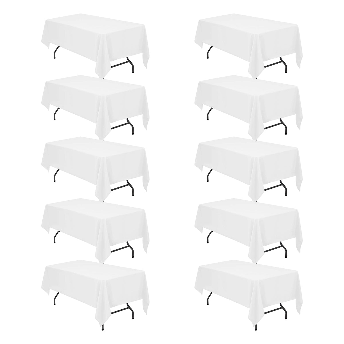 BRILLMAX 6 Pack Ivory Tablecloths 90x132 Inch for 6ft Rectangle Tables