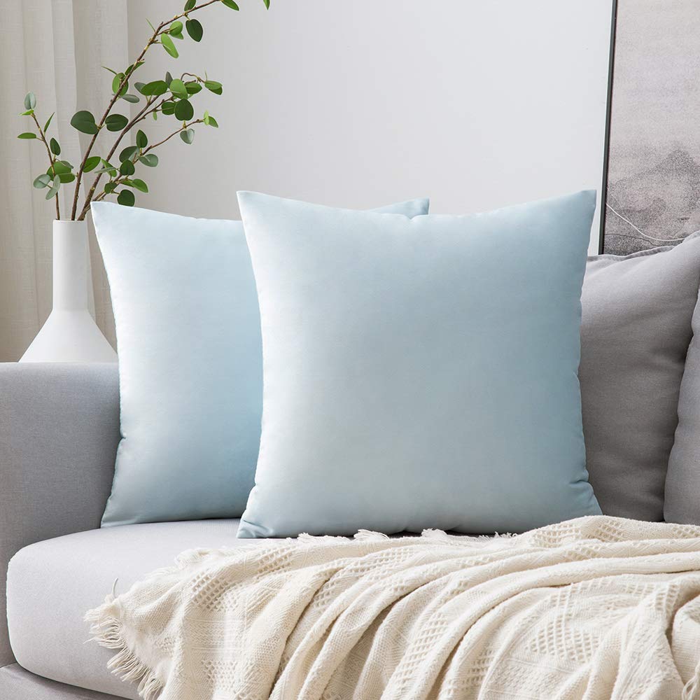MIULEE Velvet Throw Pillow Covers 18x18 Inch Pack of 2 Dark Blue