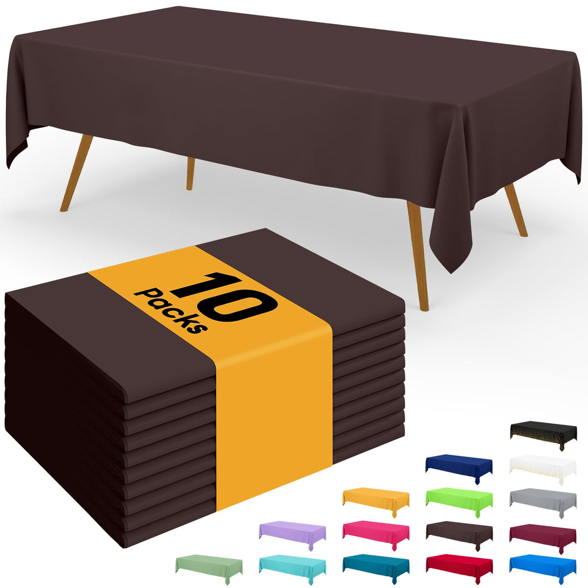 Smiry Disposable Table Cloth - 6 Pack, 54 x 108 Inch Waterproof Rectangle Tablecloths for Parties, Decorative Plastic Table Cover, Leakproof & Sturdy, White