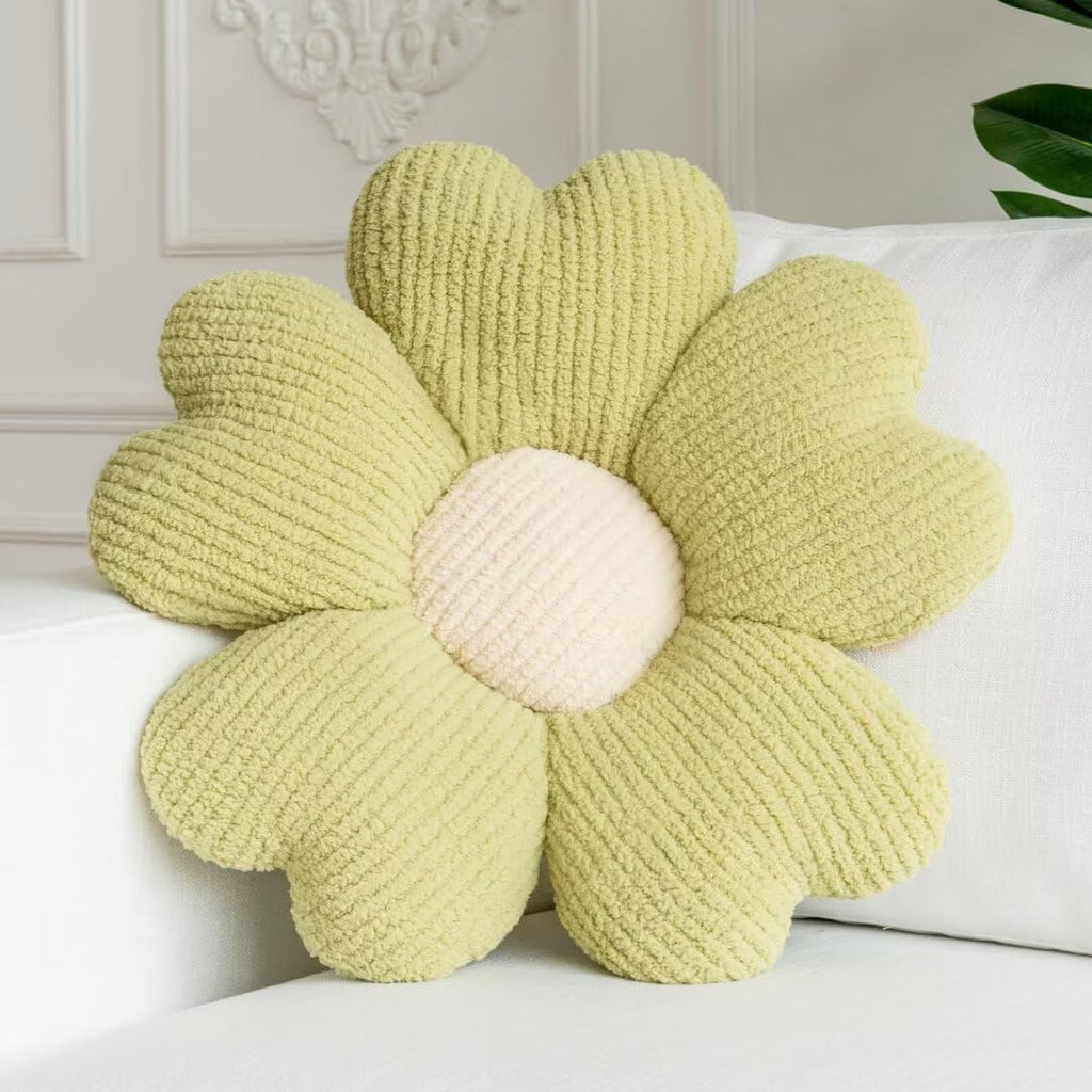 Sioloc Yellow Flower Pillow, Decorative Throw Pillow for Bed, Cute Daisy Flower Shaped Floor Cushion for Pet, Couch & Room Decor (15.7 Inch)