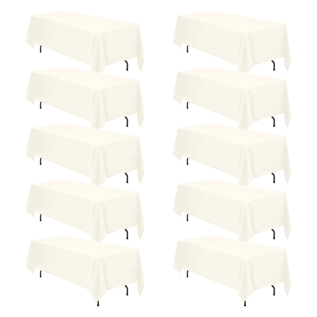 BRILLMAX 6 Pack Ivory Tablecloths 90x132 Inch for 6ft Rectangle Tables