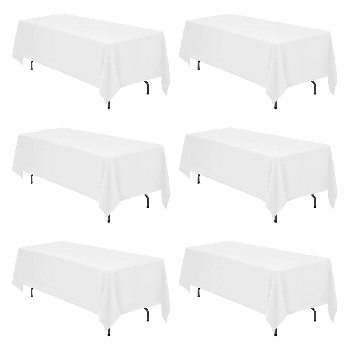 BRILLMAX 6 Pack Ivory Tablecloths 90x132 Inch for 6ft Rectangle Tables
