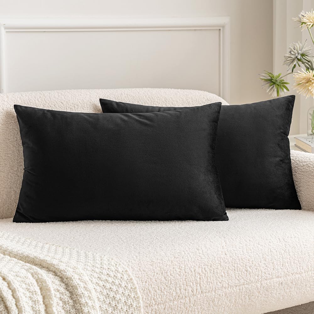 MIULEE Velvet Throw Pillow Covers 18x18 Inch Pack of 2 Dark Blue
