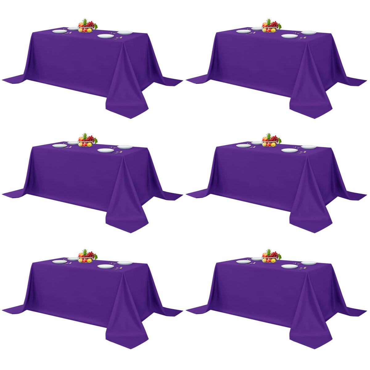 Fitable 6 Pack White Table Cloths 70x120 Inch for 6-8 Ft Rectangle Tables