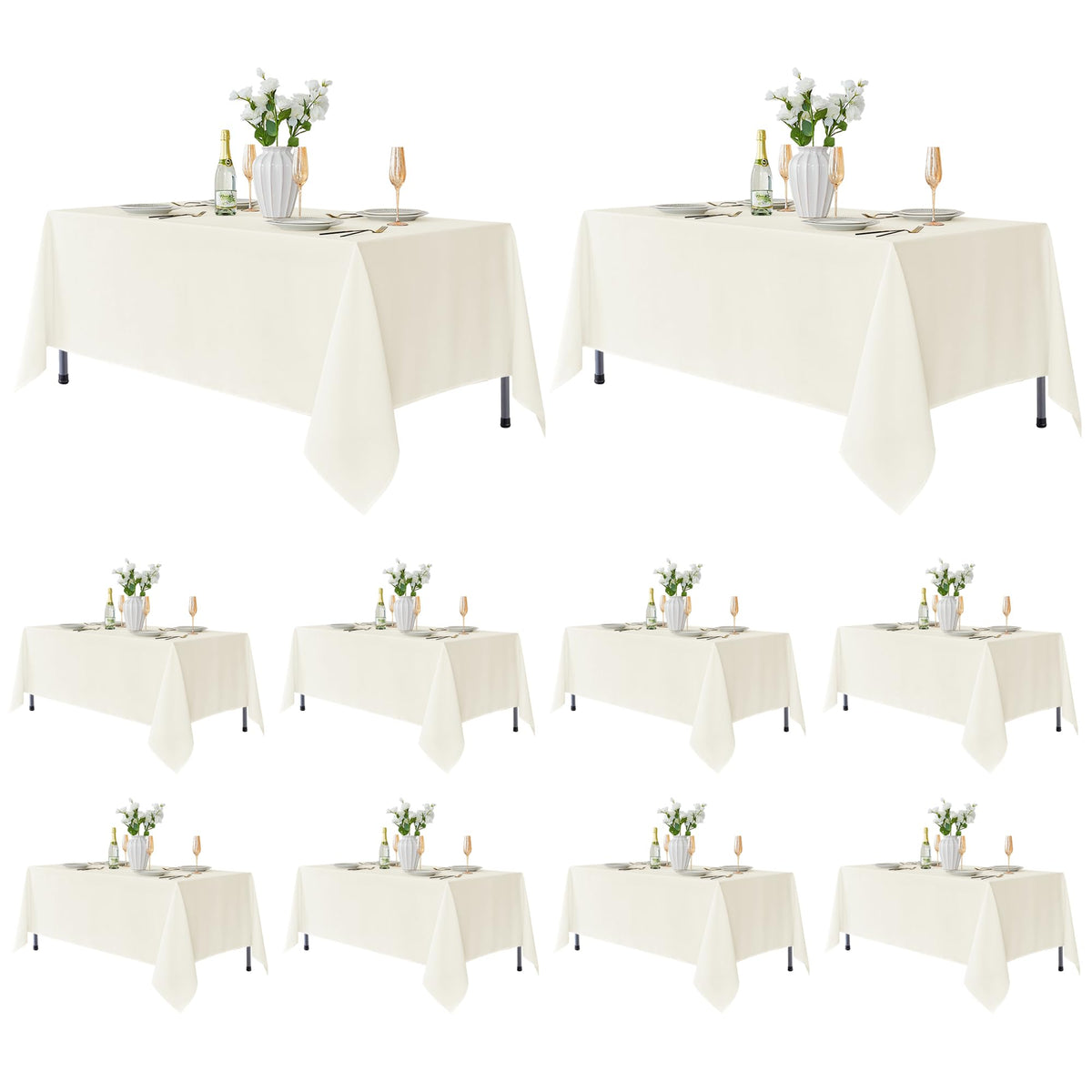 Fitable 6 Pack White Table Cloths 70x120 Inch for 6-8 Ft Rectangle Tables