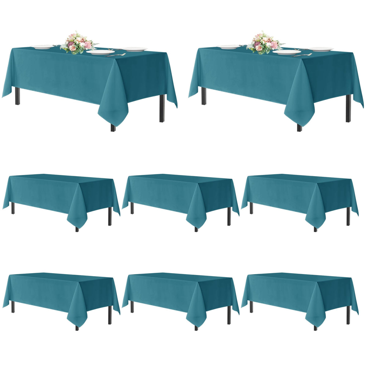 sancua 2 Pack White Table Cloth 60x102 Inch for 6 Feet Rectangle Tables