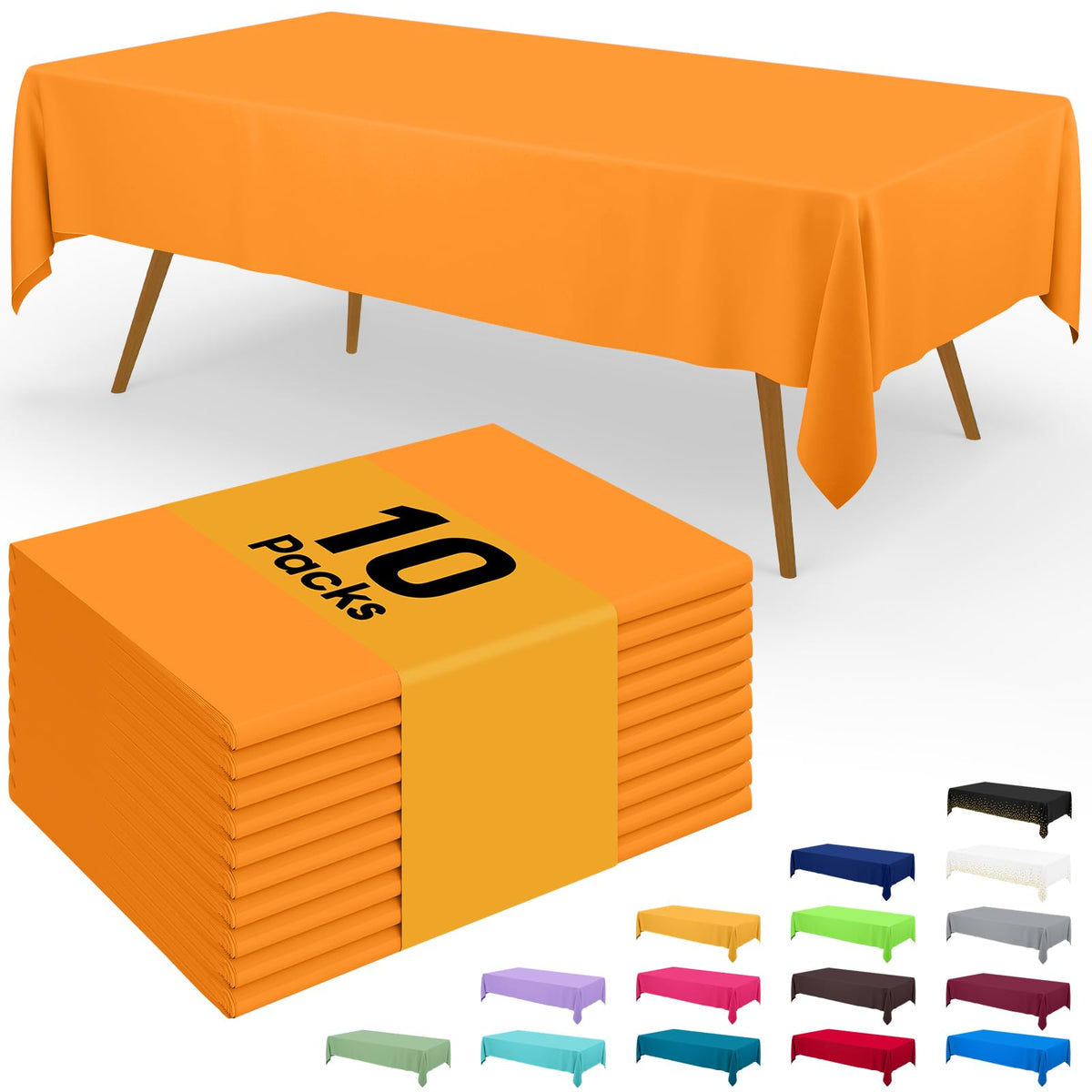 Smiry Disposable Table Cloth - 6 Pack, 54 x 108 Inch Waterproof Rectangle Tablecloths for Parties, Decorative Plastic Table Cover, Leakproof & Sturdy, White