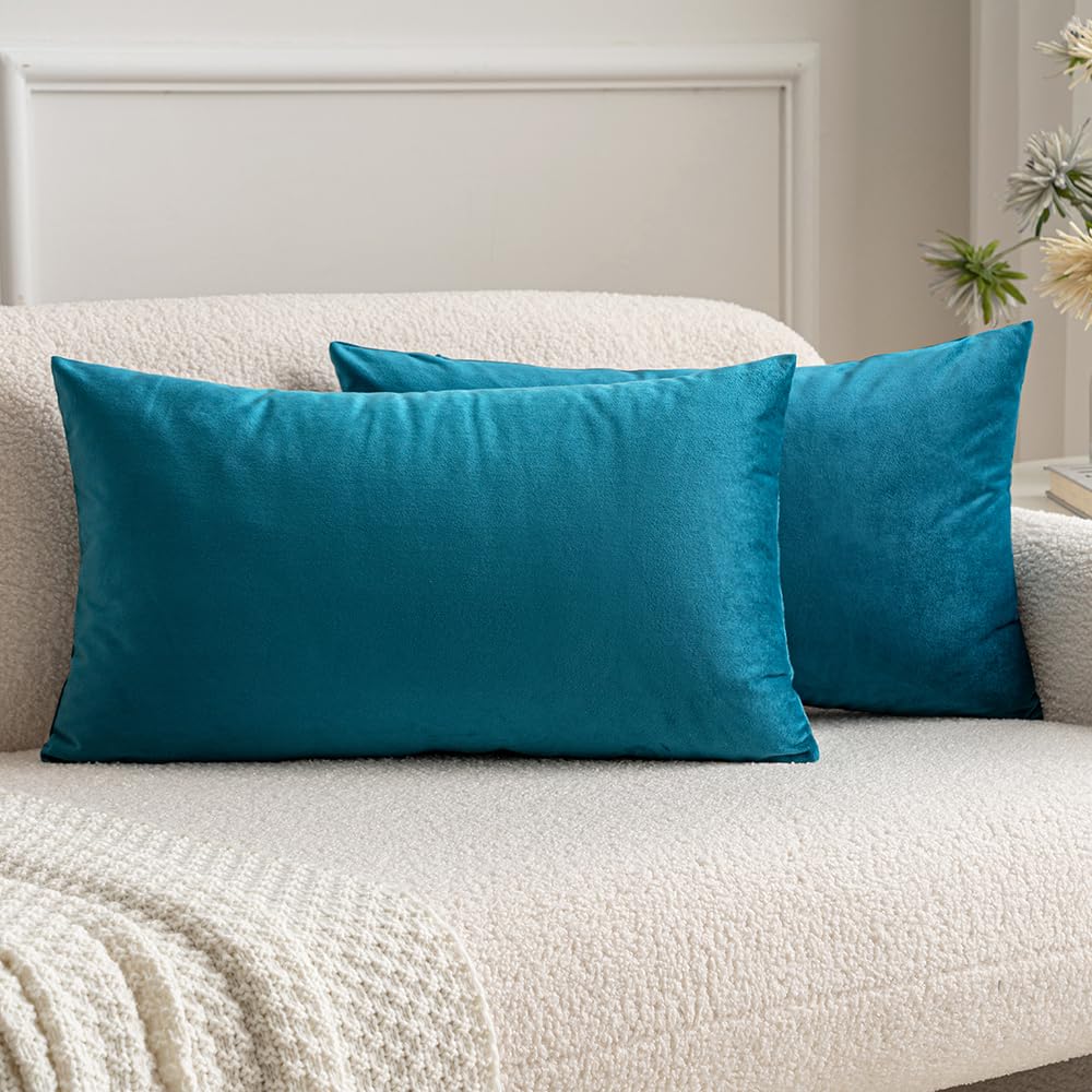 MIULEE Velvet Throw Pillow Covers 18x18 Inch Pack of 2 Dark Blue