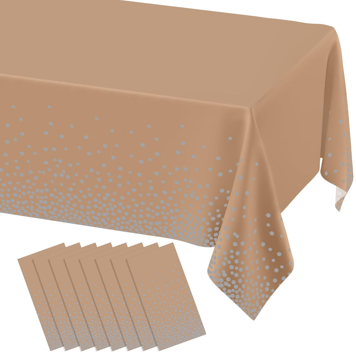 misaya 8 Packs Disposable Plastic Table Cloth, Gold Dots in Black