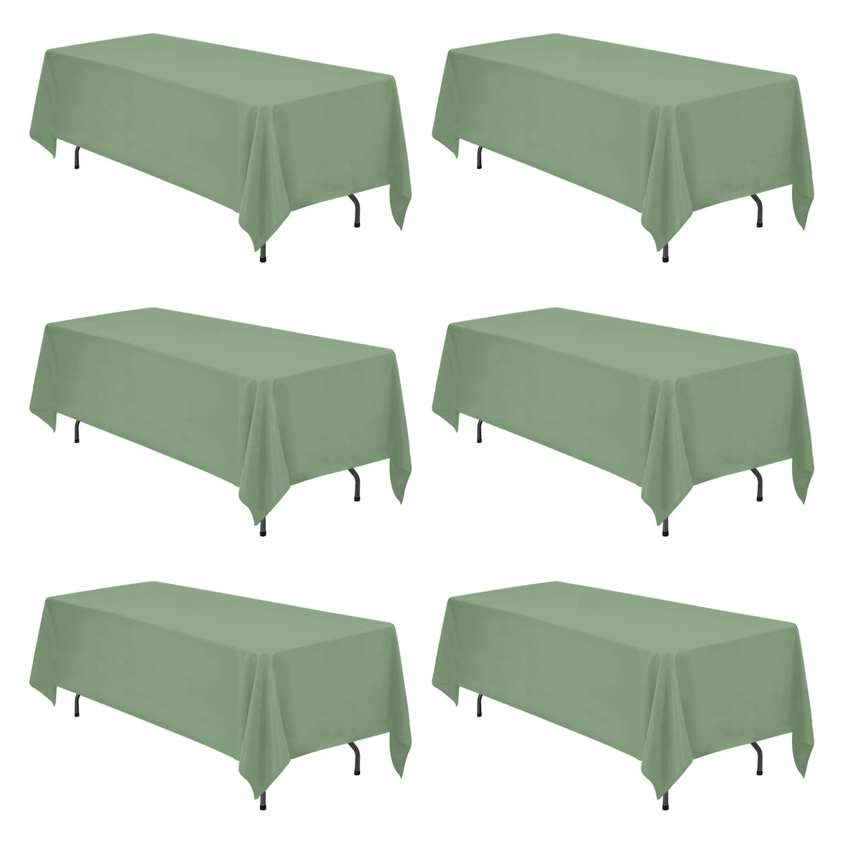 BRILLMAX 6 Pack Ivory Tablecloths 90x132 Inch for 6ft Rectangle Tables