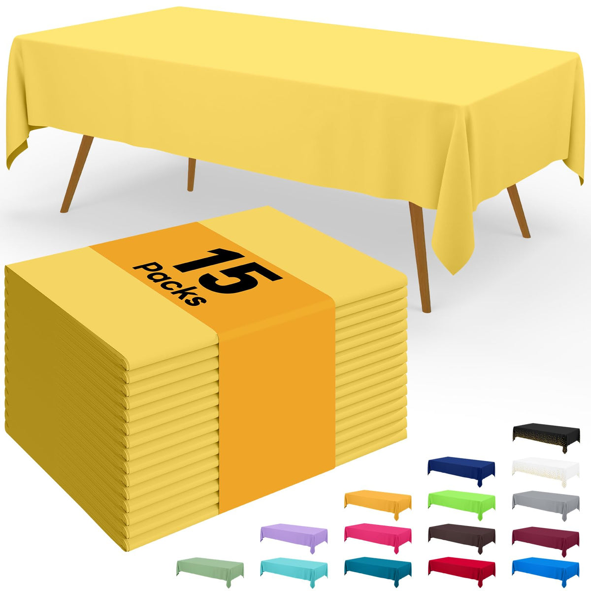 Smiry Disposable Table Cloth - 6 Pack, 54 x 108 Inch Waterproof Rectangle Tablecloths for Parties, Decorative Plastic Table Cover, Leakproof & Sturdy, White
