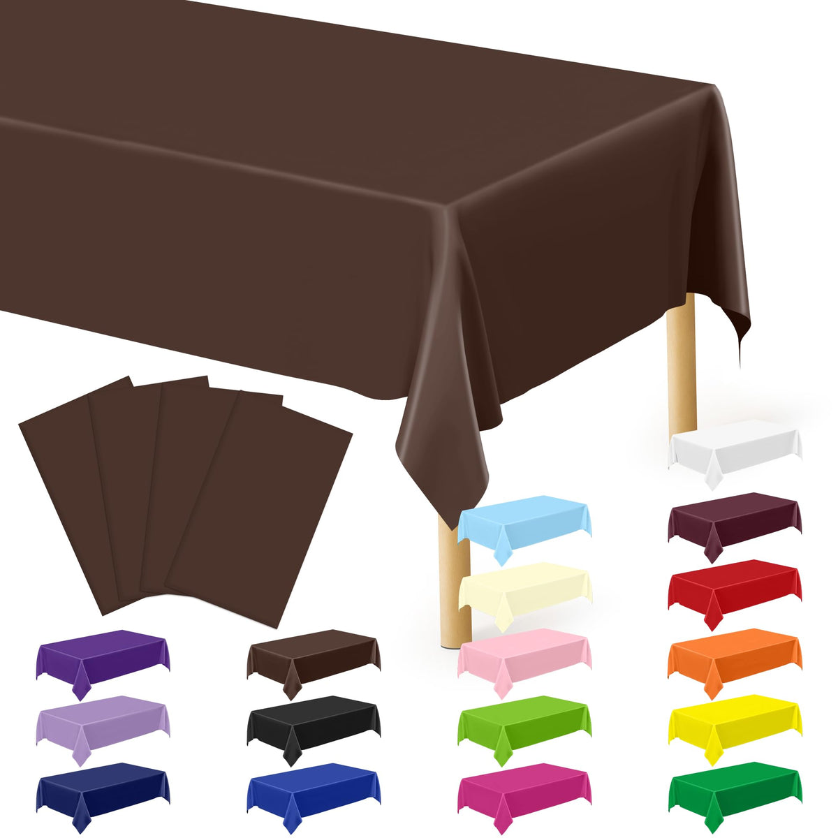 QZYL 4 Packs White Plastic Tablecloth, Large Sturdy Disposable Table Cloth