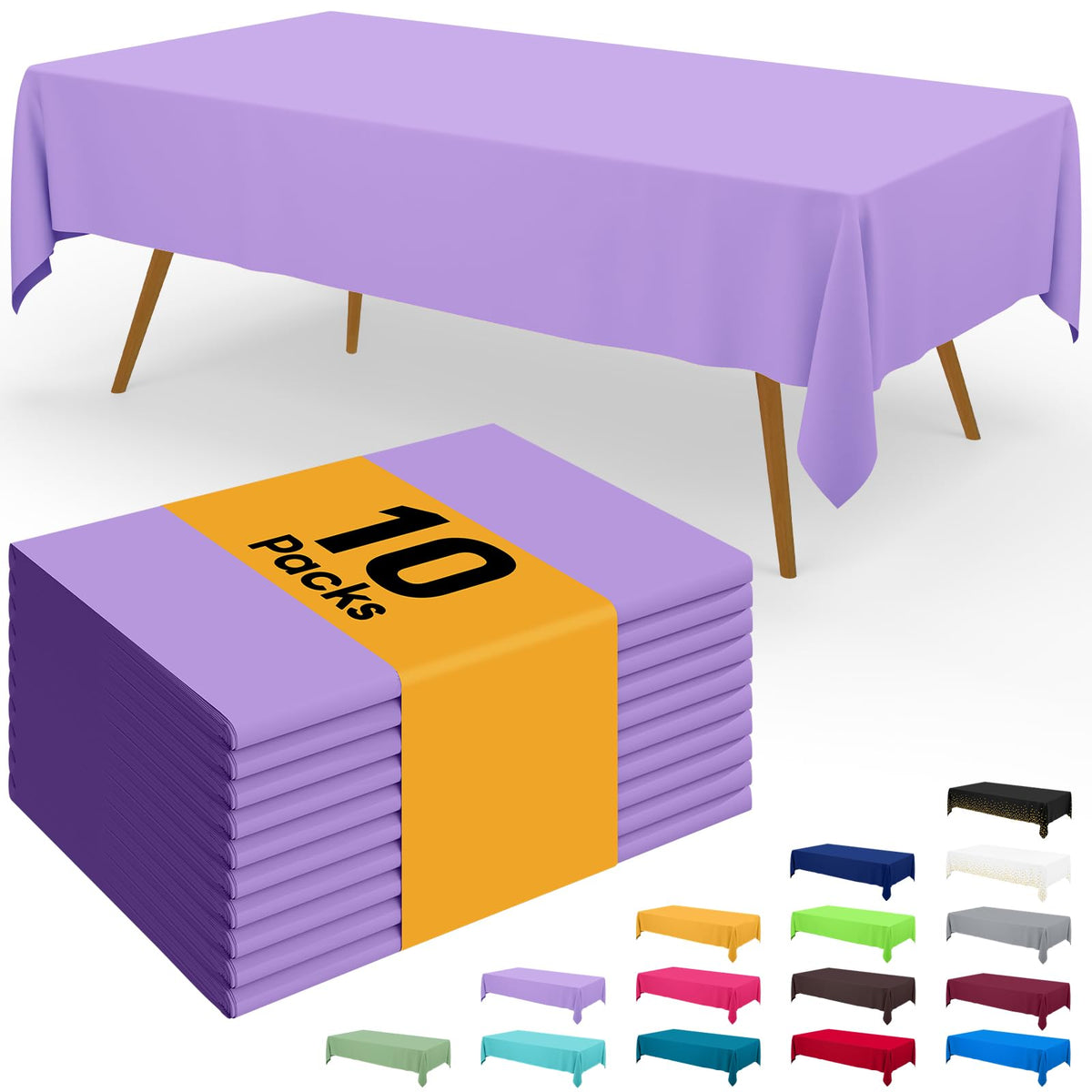 Smiry Disposable Table Cloth - 6 Pack, 54 x 108 Inch Waterproof Rectangle Tablecloths for Parties, Decorative Plastic Table Cover, Leakproof & Sturdy, White
